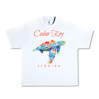 White Cedar Key Florida Watercolor Sea Turtle Sweatshirt Urban Heavy Tee - InspiraDesign