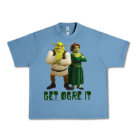 Pebble Blue Shrek Fiona & Shrek Get Ogre It Text Poster Urban Heavy Tee - InspiraDesign