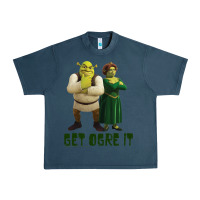 Midnight Navy Shrek Fiona & Shrek Get Ogre It Text Poster Urban Heavy Tee - InspiraDesign