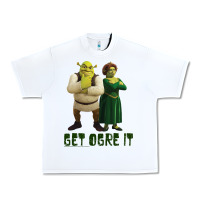 Shrek Fiona & Shrek Get Ogre It Text Poster Urban Heavy Tee | Teevron