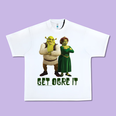 Shrek Fiona & Shrek Get Ogre It Text Poster Urban Heavy Tee Designed By Inspiradesign