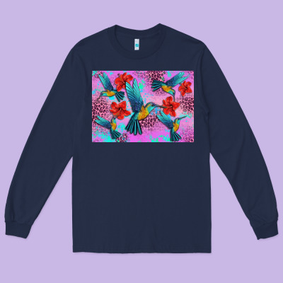 Flower Hummingbird Long Sleeve Tee Designed By Artiststas