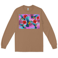 Toasted Coconut Flower Hummingbird Long Sleeve Tee - Artiststas