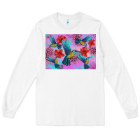 White Flower Hummingbird Long Sleeve Tee - Artiststas