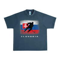Midnight Navy Slovakia Ice Hockey Slovak Flag Urban Heavy Tee - InspiraDesign