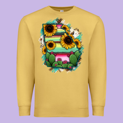 Georgia Map Sunflower Cactus Serape Premium Sweatshirt Designed By Ranaportraitstore