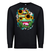 Black Georgia Map Sunflower Cactus Serape Premium Sweatshirt - RanaPortraitStore