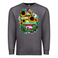 Charcoal Heather Georgia Map Sunflower Cactus Serape Premium Sweatshirt - RanaPortraitStore