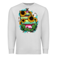 Dove Grey Georgia Map Sunflower Cactus Serape Premium Sweatshirt - RanaPortraitStore