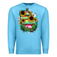 Ocean Blue Georgia Map Sunflower Cactus Serape Premium Sweatshirt - RanaPortraitStore