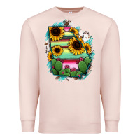 Pale Pink Georgia Map Sunflower Cactus Serape Premium Sweatshirt - RanaPortraitStore