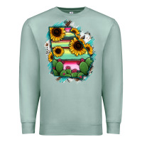 Seafoam Georgia Map Sunflower Cactus Serape Premium Sweatshirt - RanaPortraitStore