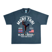 Midnight Navy thailand american flag muay thai boxing train hard repeat t shirt Urban Heavy Tee - InspiraDesign
