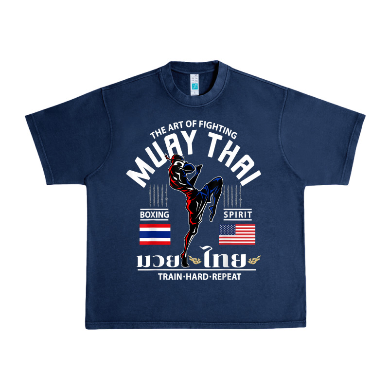 Thailand American Flag Muay Thai Boxing Train Hard Repeat T Shirt Urban Heavy Tee by InspiraDesign | Teevron