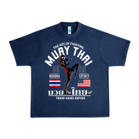 Navy thailand american flag muay thai boxing train hard repeat t shirt Urban Heavy Tee - InspiraDesign