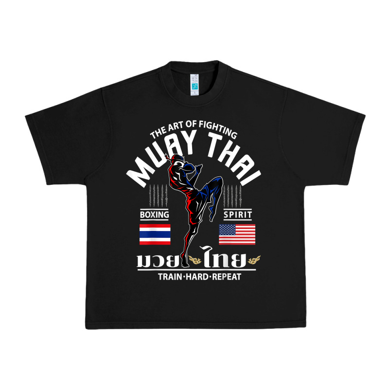Thailand American Flag Muay Thai Boxing Train Hard Repeat T Shirt Urban Heavy Tee by InspiraDesign | Teevron