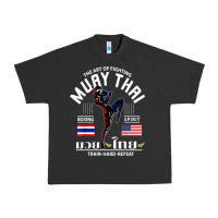Pigment Black thailand american flag muay thai boxing train hard repeat t shirt Urban Heavy Tee - InspiraDesign