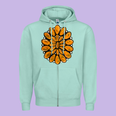 Orange Gemstone Zipper Hoodie Designed By Ranaportraitstore