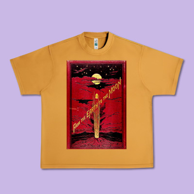 From The Earth To The Moon Jules Verne Book Cover Design Urban Heavy Tee Designed By Artchic