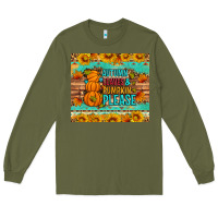 Army Green Autumn leaves and pumpkin please Long Sleeve Tee - Artiststas