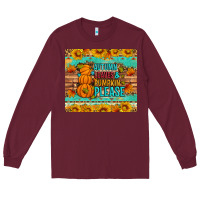 Burgundy Autumn leaves and pumpkin please Long Sleeve Tee - Artiststas
