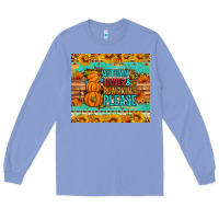 Colony Blue Autumn leaves and pumpkin please Long Sleeve Tee - Artiststas