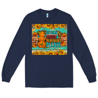 Navy Autumn leaves and pumpkin please Long Sleeve Tee - Artiststas