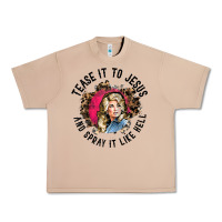 Burro tease it to jesus and spray it like hell leopard western raglan baseba Urban Heavy Tee - ArtChic