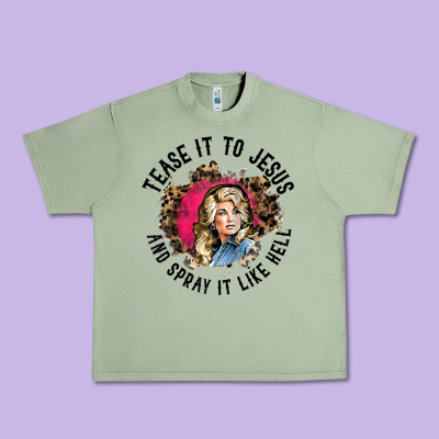 Tease It To Jesus And Spray It Like Hell Leopard Western Raglan Baseba Urban Heavy Tee Designed By Artchic