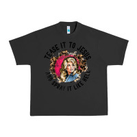 Pigment Black tease it to jesus and spray it like hell leopard western raglan baseba Urban Heavy Tee - ArtChic