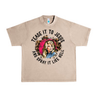 French Oak tease it to jesus and spray it like hell leopard western raglan baseba Urban Heavy Tee - ArtChic