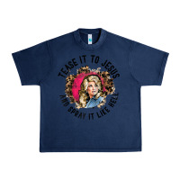 Navy tease it to jesus and spray it like hell leopard western raglan baseba Urban Heavy Tee - ArtChic