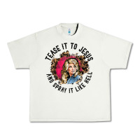 Pistachio tease it to jesus and spray it like hell leopard western raglan baseba Urban Heavy Tee - ArtChic