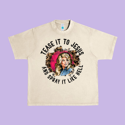Tease It To Jesus And Spray It Like Hell Leopard Western Raglan Baseba Urban Heavy Tee Designed By Artchic