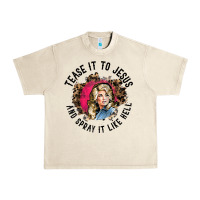 Sandshell tease it to jesus and spray it like hell leopard western raglan baseba Urban Heavy Tee - ArtChic