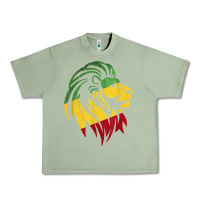 Oil Green Lion of Judah Reggae, Rasta, Ethiopia Jamaican Roots Urban Heavy Tee - ArtChic