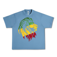 Pebble Blue Lion of Judah Reggae, Rasta, Ethiopia Jamaican Roots Urban Heavy Tee - ArtChic