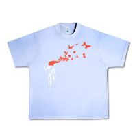 Grape Ice banksy headshot butterfly Urban Heavy Tee - ArtChic