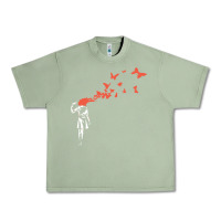 Oil Green banksy headshot butterfly Urban Heavy Tee - ArtChic