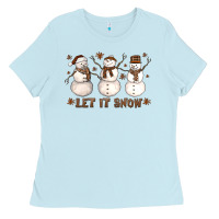 Baby Blue Let It Snow Snowmen Ladies Tee - LillyAllenDesigns