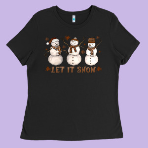 Let It Snow Snowmen Ladies Tee Designed By Lillyallendesigns
