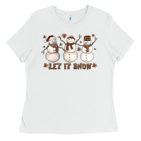 White Let It Snow Snowmen Ladies Tee - LillyAllenDesigns