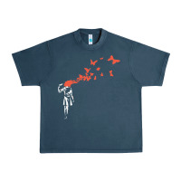 Midnight Navy banksy headshot butterfly Urban Heavy Tee - ArtChic