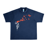 Navy banksy headshot butterfly Urban Heavy Tee - ArtChic