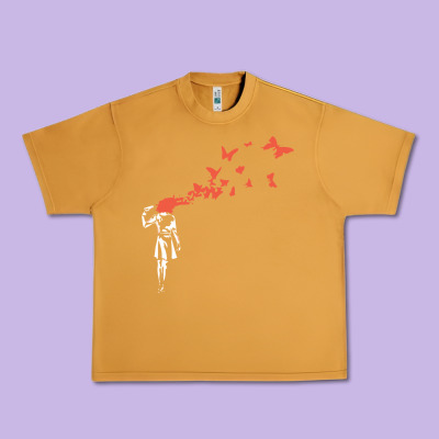 Banksy Headshot Butterfly Urban Heavy Tee Designed By Artchic
