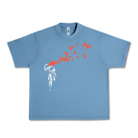 Pebble Blue banksy headshot butterfly Urban Heavy Tee - ArtChic