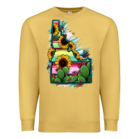 Antique Gold Idaho Map Sunflower Cactus Serape Premium Sweatshirt - RanaPortraitStore