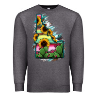 Charcoal Heather Idaho Map Sunflower Cactus Serape Premium Sweatshirt - RanaPortraitStore