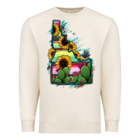 Sandshell Idaho Map Sunflower Cactus Serape Premium Sweatshirt - RanaPortraitStore