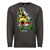 Smoke Idaho Map Sunflower Cactus Serape Premium Sweatshirt - RanaPortraitStore